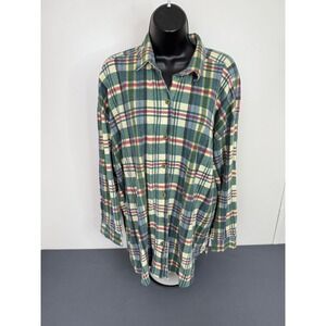 Ashly Brent Button Down Shirt Womens Medium Green Plaid Long Sleeve Vintage USA